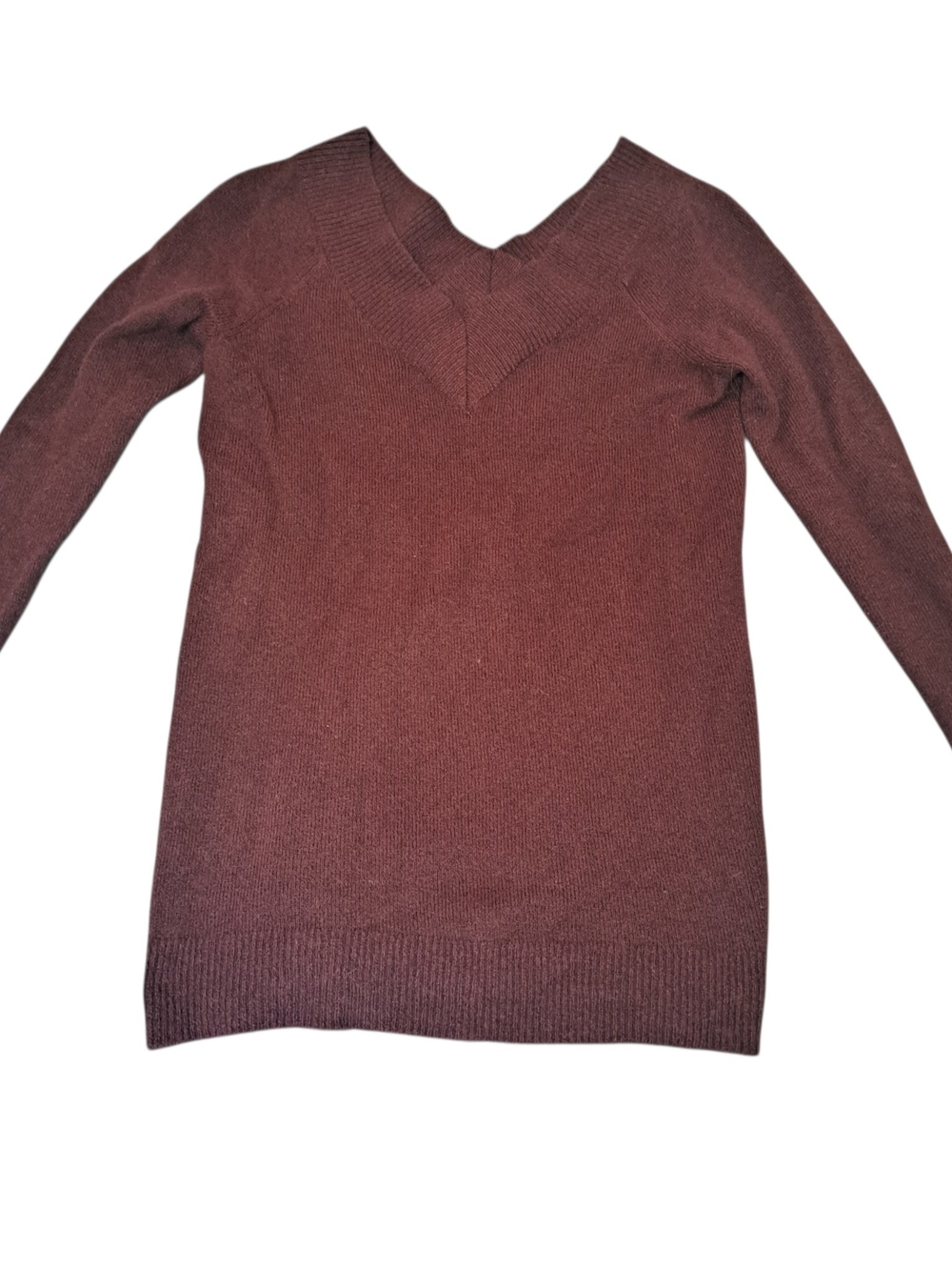 LOFT Women’s Small Burgundy Merino Wool Blend V Neck Long Sleeve Sweater